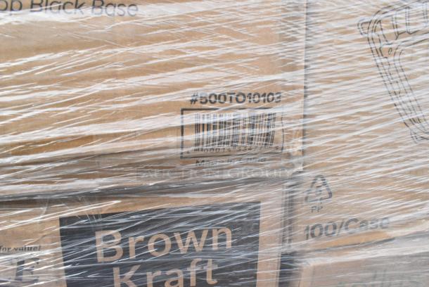 28 BRAND NEW! Boxes Including 500TO10103 Choice 10" x 10" x 3" Microwaveable 1-Compartment Black / Clear Plastic Hinged Container - 100/Case, 795PTOKFT3 Choice Kraft Microwavable Folded Paper #3 Take-Out Container 7 3/4" x 5 1/2" x 2 1/2" - 200/Case, 460164, 500TO10103 Choice 10" x 10" x 3" Microwaveable 3-Compartment Black / Clear Plastic Hinged Container - 100/Case, 395TO961 EcoChoice 9" x 6" x 3" No PFAS Added Natural Bagasse Blend Take-Out Container - 200/Case, 127PL2 Choice PET Plastic Lid for 1.5 to 2.5 oz. Souffle Cup / Portion Cup - 2500/Case. 28 Times Your Bid! - Image 5 of 11