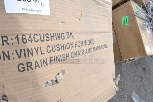 6 BRAND NEW! Boxes Including 4 Boxes of 4 164CUSHWGBK Lancaster Table & Seating Spartan Series 2 1/2" Black Vinyl Padded Seat for Chair and Barstool, Tim Plastics 16 oz 63-485. 6 Times Your Bid! - Image 2 of 6