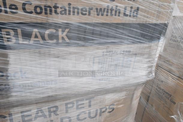 32 BRAND NEW! Boxes Including 4 Box 394365XL Noble Products Powder-Free Disposable Clear Vinyl Gloves for Foodservice - Extra Large - 1000/Case, 500CC12 Choice Clear PET Customizable Plastic Cold Cup - 12 oz. - 1000/Case, 500CC9 Choice 9 oz. Clear PET Customizable Plastic Squat Cold Cup - 1000/Case, 129MCS38B Choice 38 oz. Black Rectangular Microwavable Heavy Weight Container with Lid 8 3/4" x 6 1/4" x 2" - 150/Case, 3946100S Lavex Pro Nitrile Black 6 Mil Heavy-Duty Powder-Free Textured Gloves - Small - 1000/Case, Dart 80HT3R 8" x 7 1/2" x 2" White Foam Three-Compartment Square Take Out Container with Hinged Lid - 200/Case, 127RD8BULK Choice 8 oz. Customizable Microwavable Translucent Round Deli Container - 500/Case. 32 Times Your Bid! - Image 13 of 13