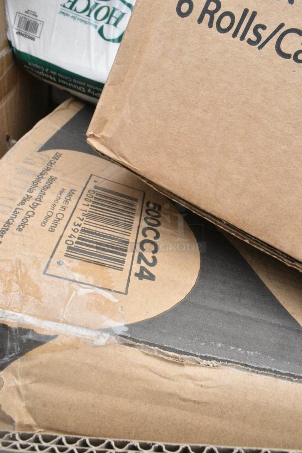 20 BRAND NEW! Boxes Including Dart C90PST1 ClearSeal Hinged Lid Plastic Container 8 1/4" x 8 1/4" x 3" - 250/Case, 5002DNAP Choice 15" x 17" Ecru / Ivory Customizable 2-Ply Paper Dinner Napkin - 1000/Case, 5002BNAPWH Choice 2-Ply White Beverage / Cocktail Napkin - 3000/Case, 500TSCOVER Lavex Half Fold Paper Toilet Seat Cover - 5000/Case, 5001RT80010B Lavex 10" White Hardwound Paper Towel, 800 Feet / Roll - 6/Case, 500CC24 24 oz. Plastic Cold Cup - Designed for Use Without Lids - 600/Case. 20 Times Your Bid! - Image 12 of 12