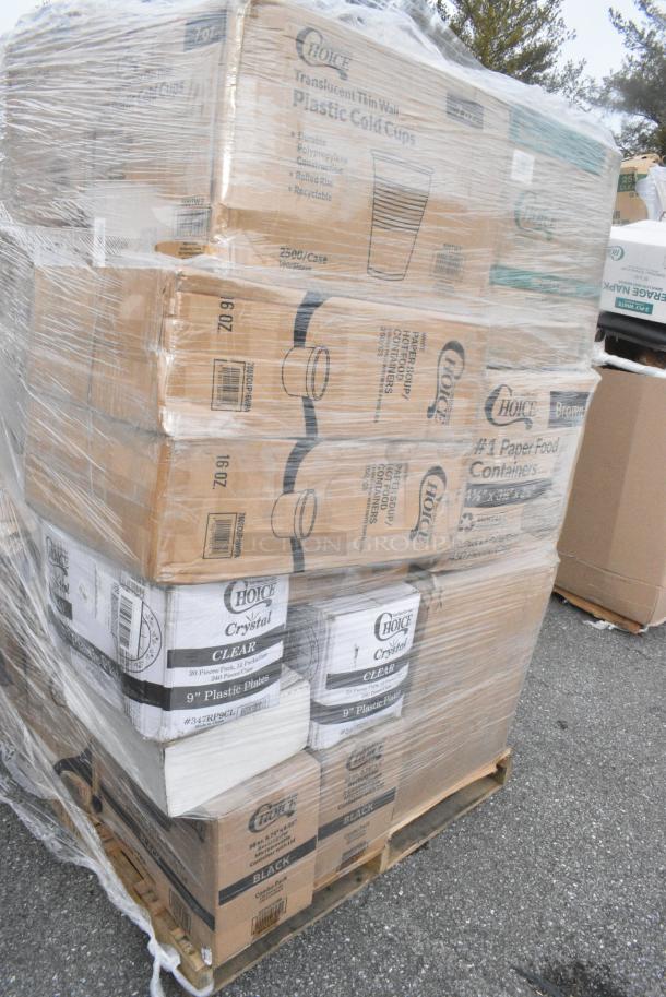 30 BRAND NEW! Boxes Including 500TW7 Choice Thin Wall Plastic Cold Cup, 760SOUP16WPA Choice 16 oz. White Double Poly-Coated Paper Food Cup with Vented Paper Lid - 250/Case, 347RP9CL Visions 9" Clear Plastic Plate - 240/Case, 129MCS38B Choice 38 oz. Black Rectangular Microwavable Heavy Weight Container with Lid 8 3/4" x 6 1/4" x 2" - 150/Case, 395RP09 EcoChoice No PFAS Added Bamboo / Bagasse Blend 9" Plate - 500/Case, 795PTOKFT1 Choice Kraft Microwavable Folded Paper #1 Take-Out Container 4 3/8" x 3 1/2" x 2 1/2" - 450/Case, 129MCS323CB Choice 36 oz. Black 9 3/4" x 7 1/4" x 2" 3-Compartment Rectangular Microwavable Heavy Weight Container with Lid - 150/Case, 485WB9NEON 9" BOBA STRAWS 400/PK 4/CS, 129MCS323CB Choice 36 oz. Black 9 3/4" x 7 1/4" x 2" 3-Compartment Rectangular Microwavable Heavy Weight Container with Lid - 150/Case, 500TO10103 Choice 10" x 10" x 3" Microwaveable 1-Compartment Black / Clear Plastic Hinged Container - 100/Case, 795PTOBK2 Choice Black Microwavable Folded Paper #2 Take-Out Container 7 3/4" x 5 1/2" x 1 7/8" - 200/Case, 500TW5 Choice 5 oz. Translucent Thin Wall Plastic Cold Cup - 2500/Case, 5002BNAPGY Choice Silver / Gray 2-Ply Beverage / Cocktail Napkin - 1000/Case. 30 Times Your Bid! - Image 4 of 16