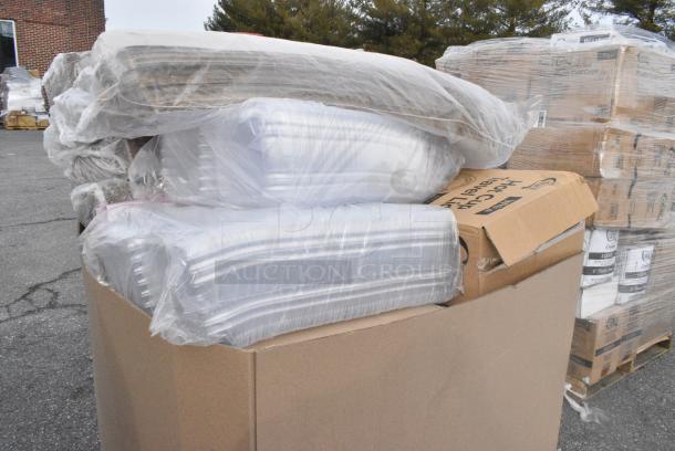 22 BRAND NEW! Boxes Including Dart 50HT1 5" x 5" x 3" White Foam Hinged Lid Container - 500/Case, 500L1020W Choice White Hot Paper Cup Travel Lid for 10-24 oz. Standard Cups and 8 oz. Squat Cups - 1000/Case, Dart 9PWC Concorde 9" White Non-Laminated Round Foam Plate. 22 Times Your Bid! - Image 5 of 9