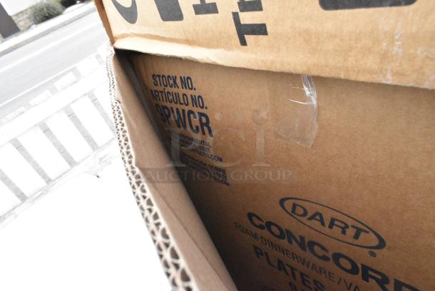 22 BRAND NEW! Boxes Including Dart 50HT1 5" x 5" x 3" White Foam Hinged Lid Container - 500/Case, 500L1020W Choice White Hot Paper Cup Travel Lid for 10-24 oz. Standard Cups and 8 oz. Squat Cups - 1000/Case, Dart 9PWC Concorde 9" White Non-Laminated Round Foam Plate. 22 Times Your Bid! - Image 9 of 9