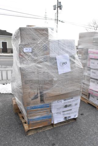 34 BRAND NEW! Boxes Including 394345M Noble NexGen Powder-Free Disposable Black Hybrid 3 Mil Thick Gloves - Medium - 1000/Case, 394405XL Noble Products Powder-Free Disposable Blue Vinyl Gloves for Foodservice - Extra Large - 1000/Case, 5008PLAWHT EcoChoice 8 oz. Tall Leaf Print Compostable Paper Hot Cup - 1000/Case, 127DM16BULK Choice 16 oz. Ultra Clear Recycled PET Plastic Round Deli Container - 500/Case, 130BKFKSNSPH Choice Black Heavy Weight Wrapped Polystyrene Plastic Cutlery Pack with Napkin and Salt and Pepper Packets - 500/Case, 128HD32COMBO Choice Heavy Duty Deli Container, 129MCR32B Choice 32 oz. Black Round Microwavable Heavy Weight Container with Lid 7 1/4" - 150/Case. 34 Times Your Bid!
