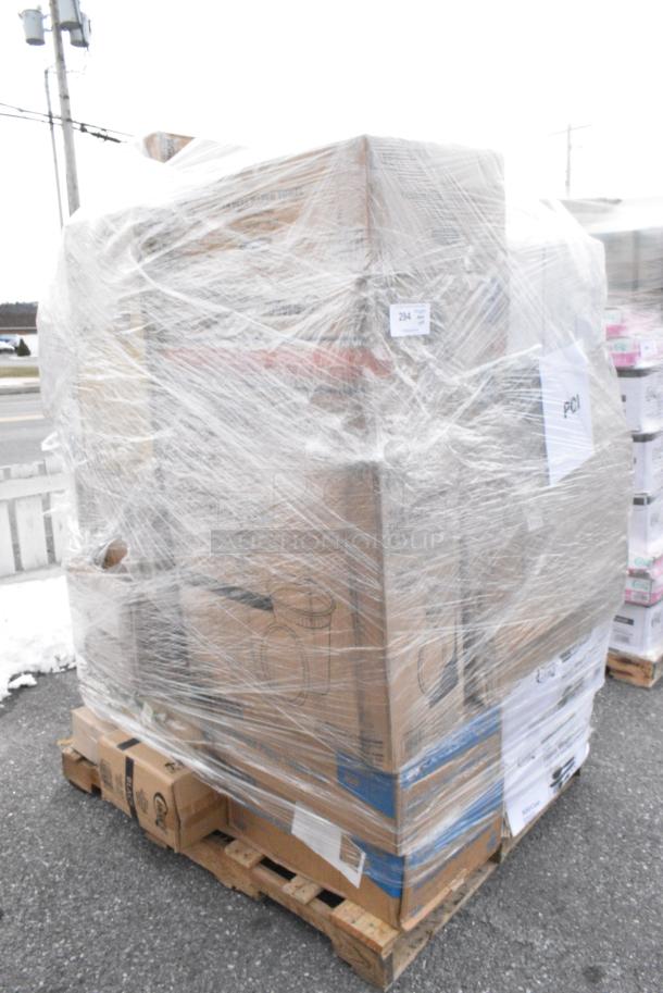 34 BRAND NEW! Boxes Including 394345M Noble NexGen Powder-Free Disposable Black Hybrid 3 Mil Thick Gloves - Medium - 1000/Case, 394405XL Noble Products Powder-Free Disposable Blue Vinyl Gloves for Foodservice - Extra Large - 1000/Case, 5008PLAWHT EcoChoice 8 oz. Tall Leaf Print Compostable Paper Hot Cup - 1000/Case, 127DM16BULK Choice 16 oz. Ultra Clear Recycled PET Plastic Round Deli Container - 500/Case, 130BKFKSNSPH Choice Black Heavy Weight Wrapped Polystyrene Plastic Cutlery Pack with Napkin and Salt and Pepper Packets - 500/Case, 128HD32COMBO Choice Heavy Duty Deli Container, 129MCR32B Choice 32 oz. Black Round Microwavable Heavy Weight Container with Lid 7 1/4" - 150/Case. 34 Times Your Bid! - Image 2 of 14