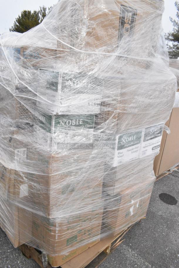 34 BRAND NEW! Boxes Including 394345M Noble NexGen Powder-Free Disposable Black Hybrid 3 Mil Thick Gloves - Medium - 1000/Case, 394405XL Noble Products Powder-Free Disposable Blue Vinyl Gloves for Foodservice - Extra Large - 1000/Case, 5008PLAWHT EcoChoice 8 oz. Tall Leaf Print Compostable Paper Hot Cup - 1000/Case, 127DM16BULK Choice 16 oz. Ultra Clear Recycled PET Plastic Round Deli Container - 500/Case, 130BKFKSNSPH Choice Black Heavy Weight Wrapped Polystyrene Plastic Cutlery Pack with Napkin and Salt and Pepper Packets - 500/Case, 128HD32COMBO Choice Heavy Duty Deli Container, 129MCR32B Choice 32 oz. Black Round Microwavable Heavy Weight Container with Lid 7 1/4" - 150/Case. 34 Times Your Bid! - Image 4 of 14