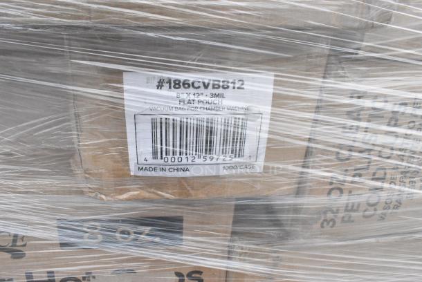 32 BRAND NEW! Boxes Including 128HD12COMBO Choice Heavy Duty 12 oz. Microwavable Translucent Plastic Deli Container and Lid Combo Pack - 240/Case, 433CARRIER4 Choice Pulp Fiber 4 Cup Carrier - 300/Case, 5008CAFE Choice 8 oz. Tall Cafe Print Poly Paper Hot Cup - 1000/Case, 5002BNAPWH Choice 2-Ply White Beverage / Cocktail Napkin - 3000/Case, 186CVB812 Choice 8" x 12" Chamber Vacuum Packaging Pouches / Bags 3 Mil - 1000/Case, 500CC32P Choice Clear PET Plastic Cold Cup, 127SB24COMBO Choice Clear PET Plastic Cold Cup - 32 oz. - 500/Case, 129MCR32B Choice 32 oz. Black Round Microwavable Heavy Weight Container with Lid 7 1/4" - 150/Case, 485UJ7BK Choice 7 3/4" Jumbo Black Unwrapped Straw - 5000/Case. 32 Times Your Bid! - Image 9 of 13