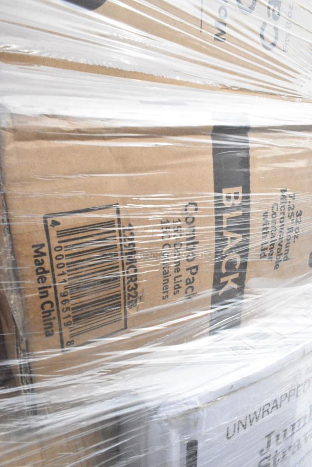 32 BRAND NEW! Boxes Including 128HD12COMBO Choice Heavy Duty 12 oz. Microwavable Translucent Plastic Deli Container and Lid Combo Pack - 240/Case, 433CARRIER4 Choice Pulp Fiber 4 Cup Carrier - 300/Case, 5008CAFE Choice 8 oz. Tall Cafe Print Poly Paper Hot Cup - 1000/Case, 5002BNAPWH Choice 2-Ply White Beverage / Cocktail Napkin - 3000/Case, 186CVB812 Choice 8" x 12" Chamber Vacuum Packaging Pouches / Bags 3 Mil - 1000/Case, 500CC32P Choice Clear PET Plastic Cold Cup, 127SB24COMBO Choice Clear PET Plastic Cold Cup - 32 oz. - 500/Case, 129MCR32B Choice 32 oz. Black Round Microwavable Heavy Weight Container with Lid 7 1/4" - 150/Case, 485UJ7BK Choice 7 3/4" Jumbo Black Unwrapped Straw - 5000/Case. 32 Times Your Bid! - Image 12 of 13