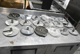 18 Various Food Processor Blades. Includes Slicing Blades w/ 2 Blade Stands. 18 Times Your Bid!