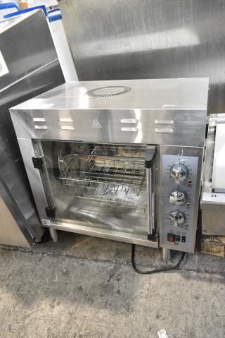 BRAND NEW SCRATCH AND DENT! Cooking Performance Group CROE48D Electric Countertop Rotisserie Oven with 4 Baskets for 8 Chickens. 240 Volts, 1 Phase.