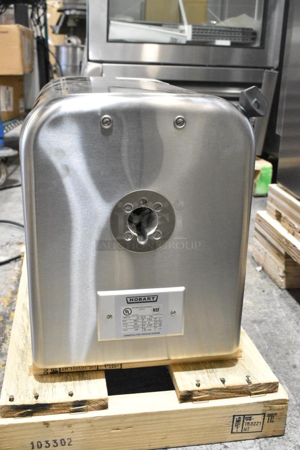 BRAND NEW SCRATCH AND DENT! Hobart 4812 Stainless Steel Commercial Countertop #12 Meat Grinder / Chopper Base. 120 Volts, 1 Phase. Tested and Working! - Image 1 of 8