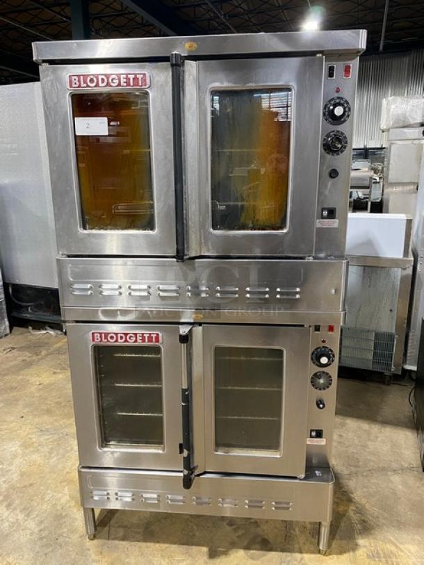 Blodgett Commercial Stainless Steel Natural Gas Powered Double Stack Convection Oven! With Wire Oven Racks! Model: SHO-100-G SN: 040519CR018B! On Legs! 2X Your Bid Makes One Unit! - Image 1 of 11