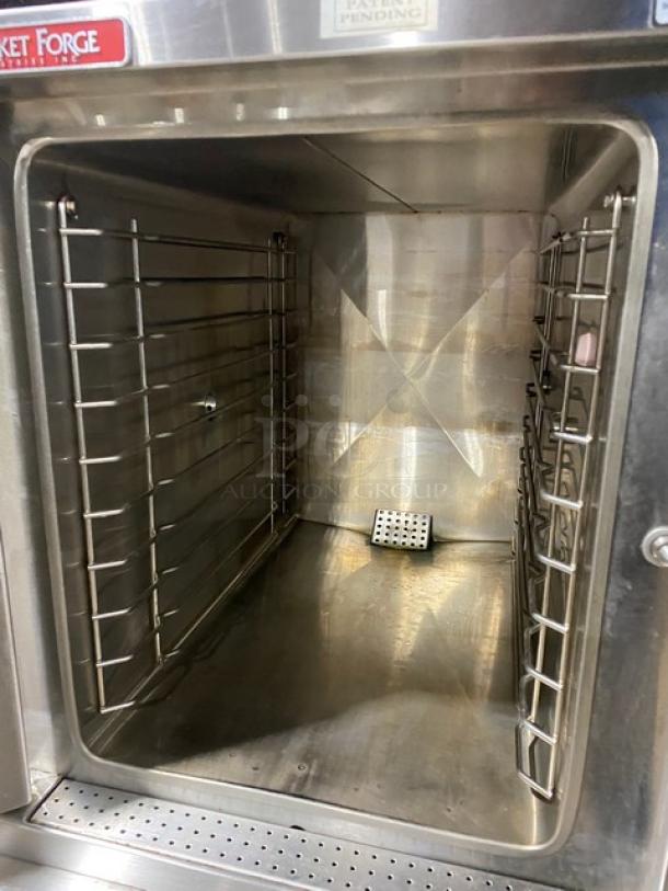 Market Forge Eco-Tech Plus Series Commercial Stainless Steel Natural Gas Powered Single Compartment Convection Steamer! Energy Star Certified! With Built In Pan Holding Rack! Model: ETP-5G SN: 76236-11CC-5518! 120V 1 Phase! On Legs! - Image 5 of 10