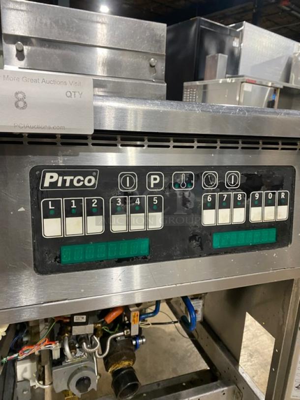 Pitco Solstice Supreme Series Commercial Stainless Steel Natural Gas Powered Deep Fat Fryer! Energy Star Certified! With Back Splash & Basket Hanger! Model: SSH75 SN: G18CB091289! 115V 1 Phase! On Casters! - Image 8 of 10