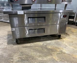 Turbo Air Commercial Stainless Steel 2 Drawer Refrigerated Chef Base! Model: TCBE-48SDR-E-N SN: H2CB480G4730! 115V 1 Phase! On Casters!
