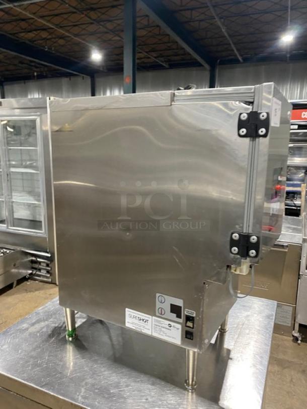 SureShot Solutions Dunkin Donuts Style Commercial Stainless Steel Countertop Refrigerated Milk/Cream Liquid Dispenser! With 3 Hoppers! Model: AC20 SN: 1521-031579! 120V 1 Phase! On Legs! - Image 4 of 9