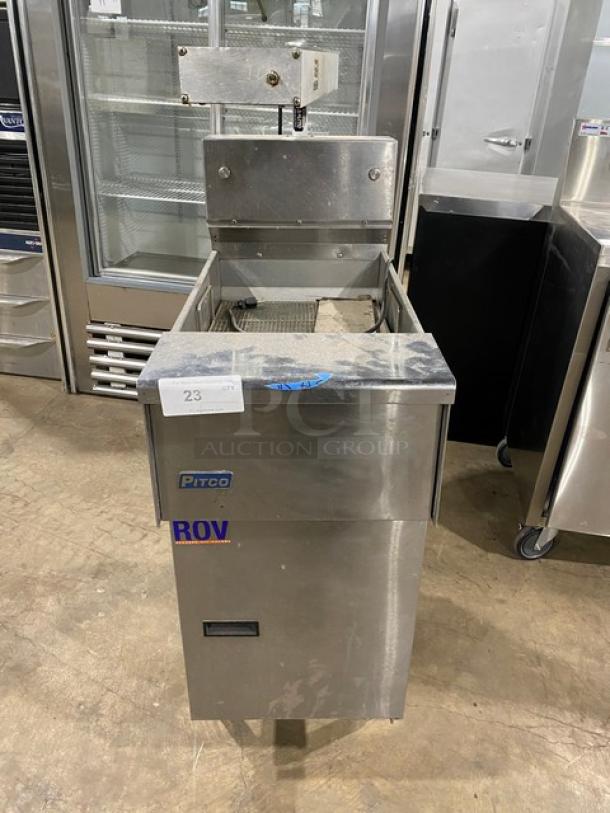 Pitco Solstice Series Commercial Stainless Steel Fryer Match Design Bread & Batter Cabinet! With BNB Dump Station! For SELV Fryers! With Overhead Heat Lamp! Model: SELVBNB SN: F19FD039673! On Legs! - Image 1 of 9