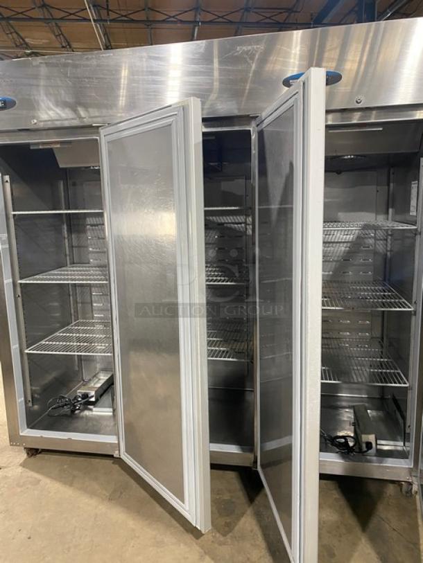 Hoshizaki Commercial Stainless Steel Solid 3 Door Reach In Refrigerator! With Poly Coated Wire Racks! Model: CR3S-FSCR SN: F70017J! 115V 1 Phase! On Casters! - Image 5 of 9