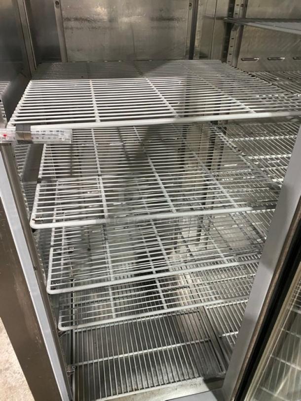 Hoshizaki Commercial Stainless Steel Triple Glass Door Reach In Refrigerator Merchandiser! With Poly Coated Wire Racks! Model: CR3S-FGYCR SN: F60032B! 115V 1 Phase! On Casters! - Image 7 of 9
