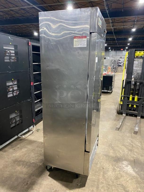Avantco Commercial Stainless Steel Solid Single Door Reach In Refrigerator! With Poly Coated Wire Racks! Model: 178A19R! On Casters! - Image 4 of 9