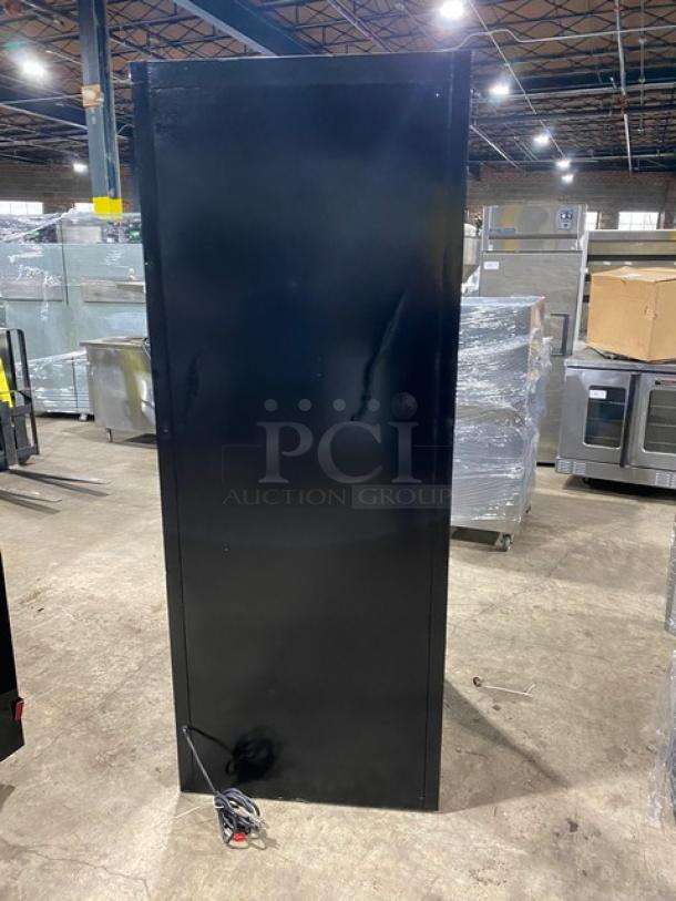 Habco Commercial Black Single Glass Door Reach In Refrigerator Merchandiser! With Poly Coated Wire Racks! Model: ESM28 SN: 28025370! 115V 1 Phase! - Image 3 of 8
