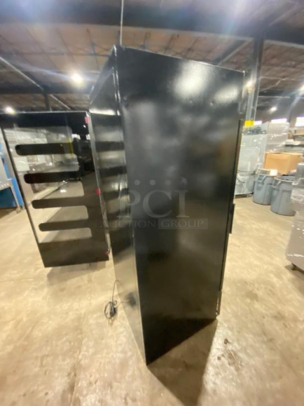 Habco Commercial Black Single Glass Door Reach In Refrigerator Merchandiser! With Poly Coated Wire Racks! Model: ESM28 SN: 28025370! 115V 1 Phase! - Image 4 of 8