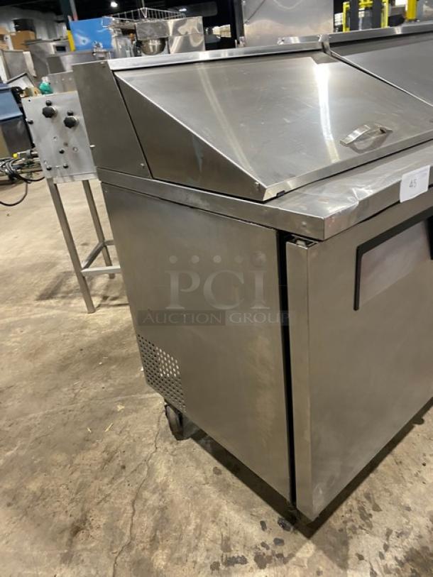 True Commercial Stainless Steel 3 Door Refrigerated Bain Marie Style Mega Top Salad/Sandwich Prep Table! With Poly Coated Wire Racks! Model: TSSU-72-18 SN: 1-4477571! 115V 1 Phase! On Casters! - Image 2 of 9