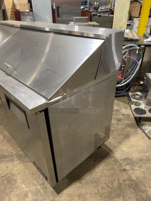 True Commercial Stainless Steel 3 Door Refrigerated Bain Marie Style Mega Top Salad/Sandwich Prep Table! With Poly Coated Wire Racks! Model: TSSU-72-18 SN: 1-4477571! 115V 1 Phase! On Casters! - Image 3 of 9