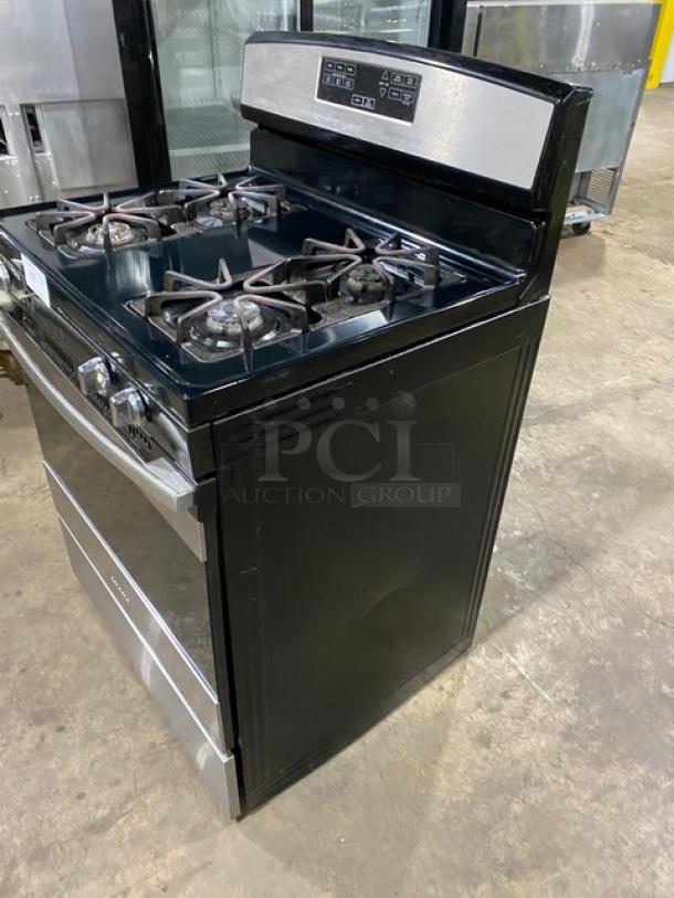 Amana Commercial Stainless Steel/Black Coated Natural Gas Powered Free-Standing 4 Burner Range & Oven Combo! With Wire Oven Racks! - Image 2 of 9