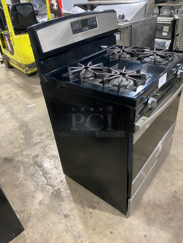 Amana Commercial Stainless Steel/Black Coated Natural Gas Powered Free-Standing 4 Burner Range & Oven Combo! With Wire Oven Racks! - Image 3 of 9