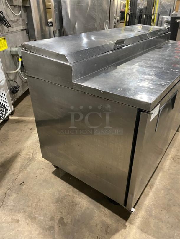 True Commercial Stainless Steel 2 Door Refrigerated Mega Top Pizza Prep Table! With Poly Coated Wire Racks! Model: TPP-67 SN: 7838279! 115V 1 Phase! On Casters! - Image 2 of 6