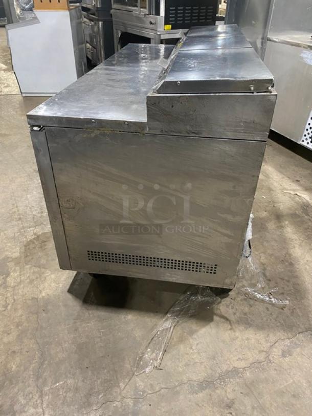 True Commercial Stainless Steel 2 Door Refrigerated Mega Top Pizza Prep Table! With Poly Coated Wire Racks! Model: TPP-67 SN: 7838279! 115V 1 Phase! On Casters! - Image 3 of 6