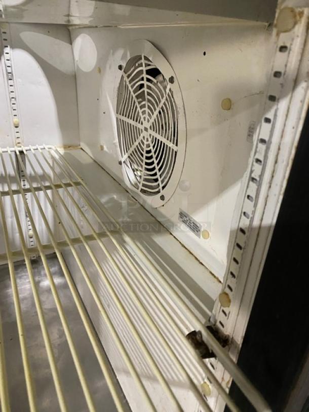 True Commercial Stainless Steel 2 Door Refrigerated Mega Top Pizza Prep Table! With Poly Coated Wire Racks! Model: TPP-67 SN: 7838279! 115V 1 Phase! On Casters! - Image 5 of 6