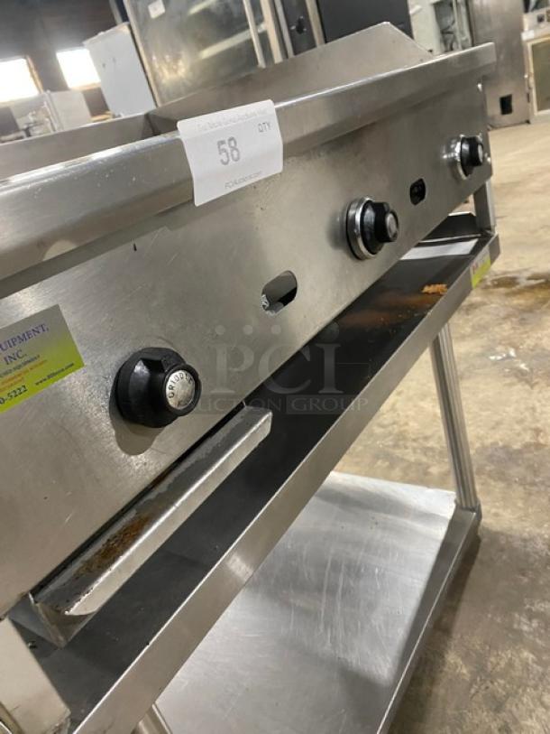 Jade Range Commercial Stainless Steel Natural Gas Powered Countertop Flat Griddle! With Thermostatic Controls! With Back & Side Splash! On Single Shelf Equipment Stand With Legs! - Image 6 of 8