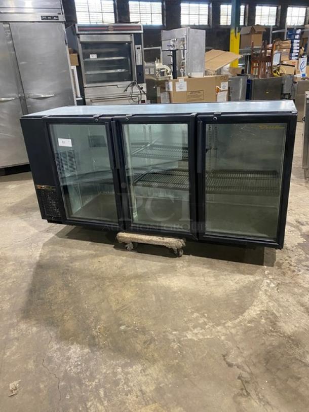 True Commercial Black Triple Glass Door Refrigerated Back Bar Cooler! With Black Poly Coated Wire Racks! Model: TBB-24GAL-72G-LD SN: 8633826! 115V 1 Phase! - Image 1 of 8