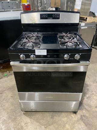 Amana Commercial Stainless Steel/Black Coated Natural Gas Powered Free-Standing 4 Burner Range & Oven Combo! With Wire Oven Racks!