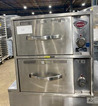 Wells Commercial Stainless Steel Narrow Countertop Double Warming Drawer! With Individual Controls! Model: RWN2! 120V!