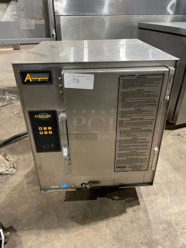 AccuTemp Evolution Series Commercial Stainless Steel Electric Powered Countertop Boilerless 6 Pan Convection Steamer! With Built In Pan Holding Rack! Model: E62083E15000250 SN: 50531! 208V 3 Phase! On Legs! Working When Removed! - Image 1 of 8