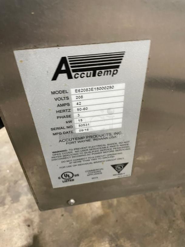 AccuTemp Evolution Series Commercial Stainless Steel Electric Powered Countertop Boilerless 6 Pan Convection Steamer! With Built In Pan Holding Rack! Model: E62083E15000250 SN: 50531! 208V 3 Phase! On Legs! Working When Removed! - Image 5 of 8