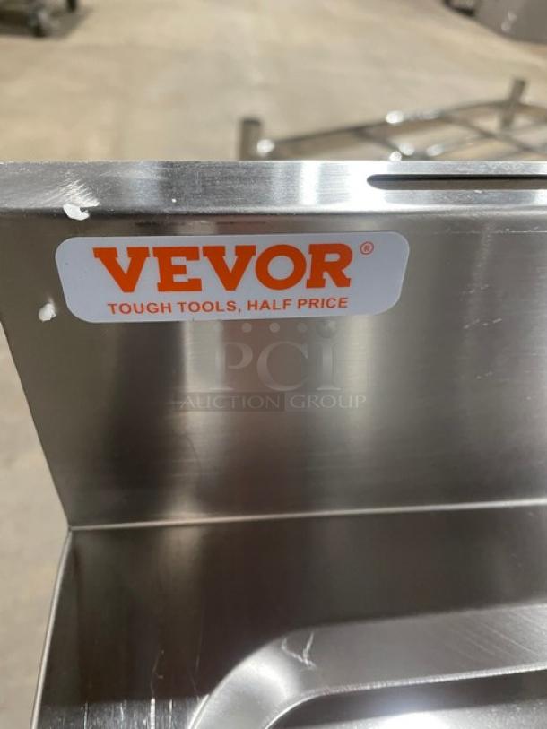 NEW! IN THE BOX! Vevor Commercial Stainless Steel Free-Standing Indoor/Outdoor Single Compartment Multi-Function Utility Sink! With Goose Neck Hot/Cold Faucet & Basket Drain! With Left Side Prep Area! With Back Splash & 5-Slot Knife Holder! With Open Storge Undershelf! Model: S3-2! On Legs! - Image 7 of 9