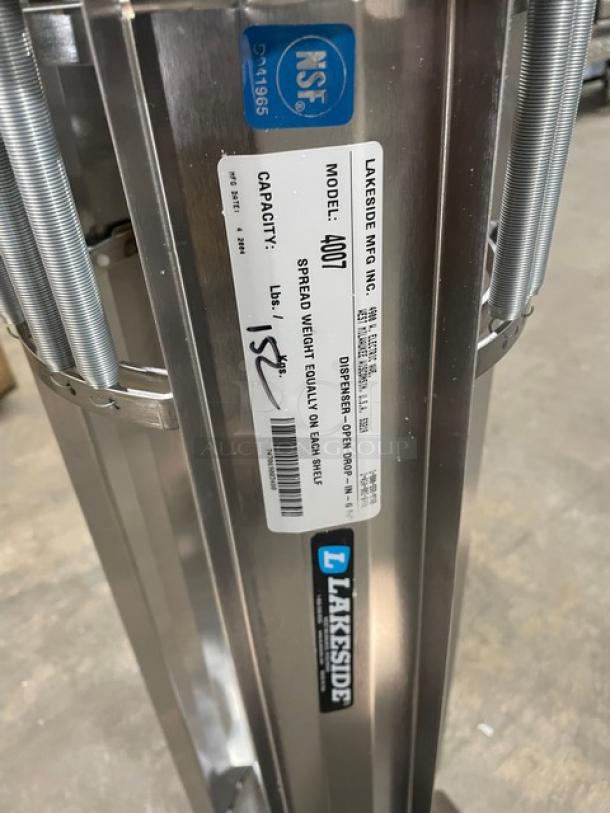 NEW! IN THE BOX! Lakeside Commercial Stainless Steel Unheated Open Drop-In Dish Lowerator/Dispenser! Accommodates 6-5/8" to 7-1/4" Plates! Model: 4007! - Image 4 of 4