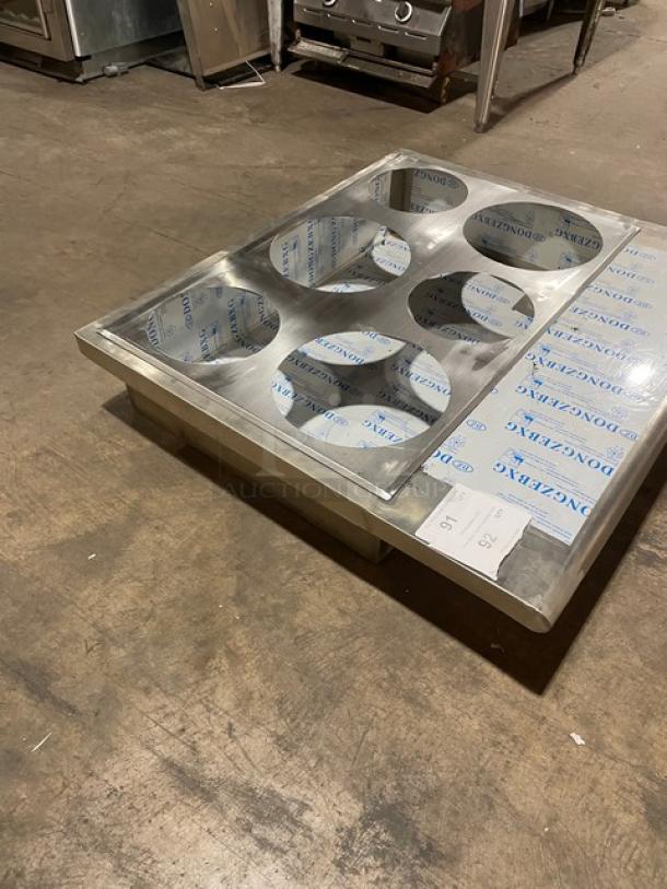 NEW! Commercial Stainless Steel 6-Hole Steam Table Adapter Plate! With Hot Well & Drain Hole! - Image 2 of 6