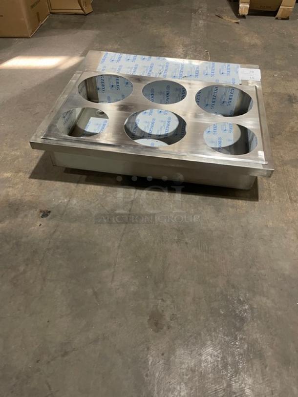 NEW! Commercial Stainless Steel 6-Hole Steam Table Adapter Plate! With Hot Well & Drain Hole! - Image 3 of 6