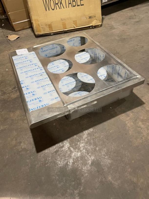 NEW! Commercial Stainless Steel 6-Hole Steam Table Adapter Plate! With Hot Well & Drain Hole! - Image 4 of 6
