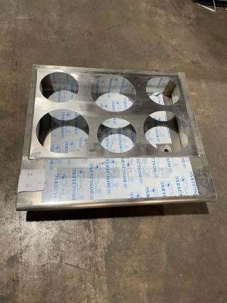 NEW! Commercial Stainless Steel 6-Hole Steam Table Adapter Plate! With Hot Well & Drain Hole!