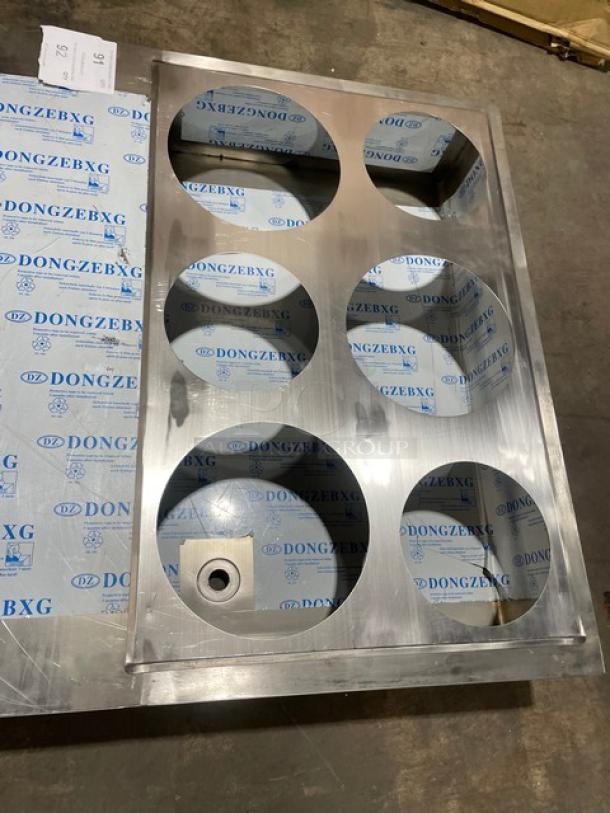 NEW! Commercial Stainless Steel 6-Hole Steam Table Adapter Plate! With Hot Well & Drain Hole! - Image 5 of 6