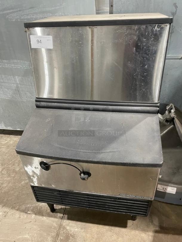 Hoshizaki Commercial Stainless Steel Free-Standing Ice Machine/Ice Bin Combo! With Lift-Up Style Top Lid! On Legs! - Image 1 of 6