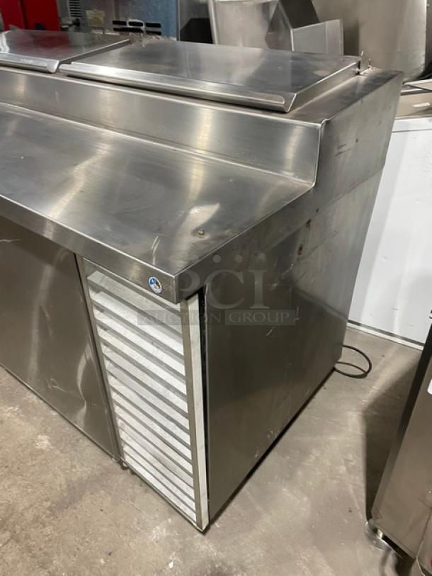 Delfield Commercial Stainless Steel 2 Door Refrigerated Mega Top Pizza Prep Table! On Casters! - Image 2 of 9