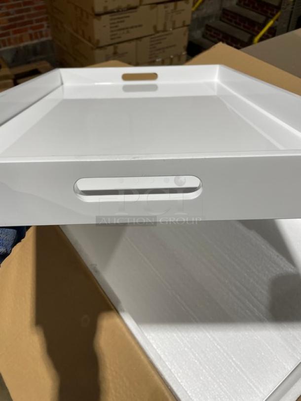 NEW! FULL PALLET! Wescon By Lancaster Commercial Products Commercial White Large Size Lacquered MDF Serving Trays! With Handles! Model: 0911002WHT4! ALL NEW IN THE BOX! 28X Your Bid! - Image 12 of 13
