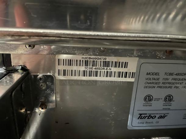 Turbo Air Commercial Stainless Steel 2 Drawer Refrigerated Chef Base! Model: TCBE-48SDR-E-N SN: H2CB480G4730! 115V 1 Phase! On Casters! - Image 7 of 8